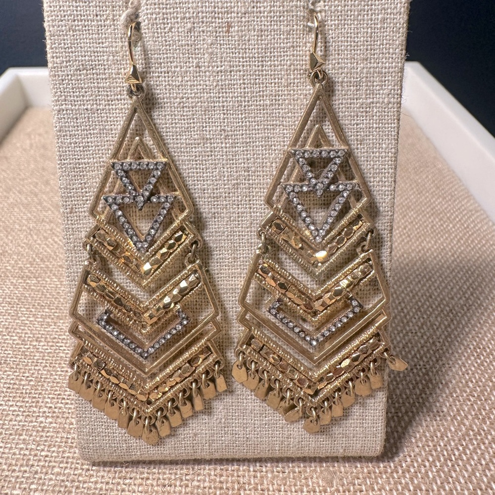 Stella & Dot Gold and Silver Geometric Earrings